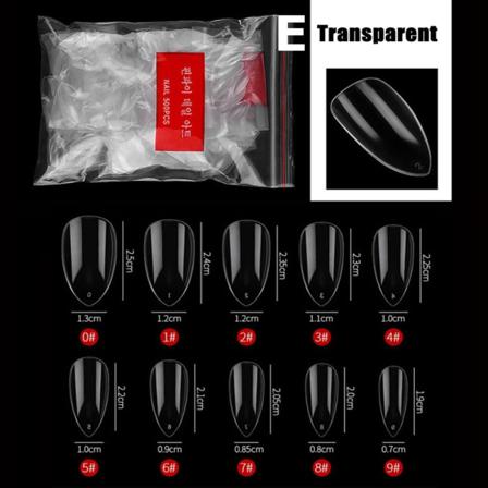 500st/10 Stilar Falska Naglar Nail Art Patch Transparent E