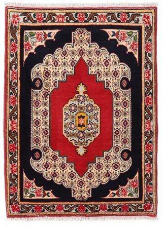 Tapis Senneh 74X103 Rouge/Noir (Laine, Perse)