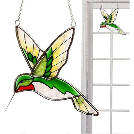Kolibri Solfangere, Fugl Farget Glass Dekorasjoner, Akryl Glass Solfanger Ornamenter, Fargerike Fugle Dekor Tilbehør for Vindu, Stue
