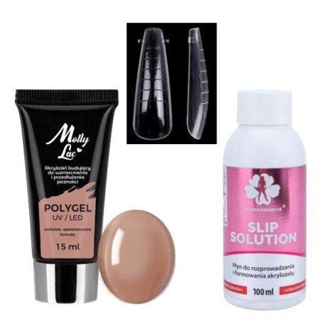 Kit Polygel Light brown - Dualform, Formtippar - Slip solution