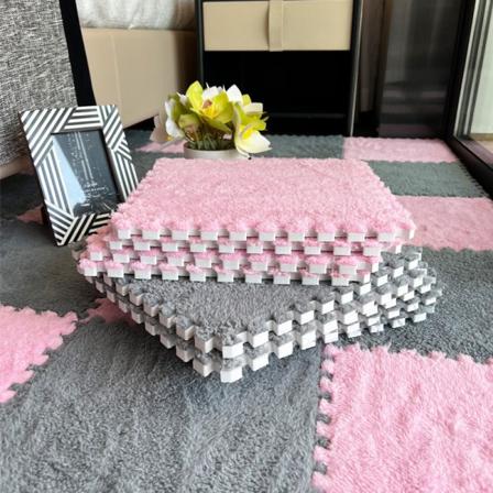 Mjuk komfortfilt Patchwork Rum Sängmatta Fläckbeständig helskummatta Hushållsmatta Princess pink Gray 30*30*0.6CM