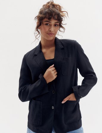 Tommy Hilfiger Ess Linen Regular Sb Blazer - Black - 42