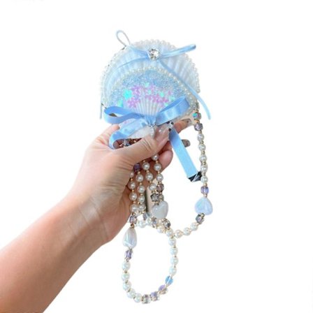 Stilfuld Perler Pailletter Udsmykket Telefon Bagside Clip, Naturlig Skal Charm Trendy Taske Skulderrem til Hverdagsbrug 120cm(h})