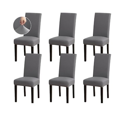 Tuolinpäällinen - Kaikki vuodenaika - Venyvä tuolinpäällinen - 6 kpl pakkaus - Harmaa