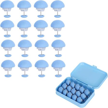 Dynetrekk-nåler, 16-delers dynetrekk-klemmer, dobbeltsidige nåler, merkeløse fester for dyner, puter og gardiner (blå). Blå