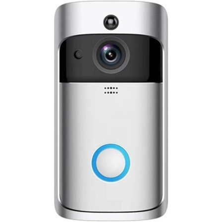 Trådlös videodörrklocka med rörelsesensor och WiFi, infraröd sensor nattseende silverfärgad