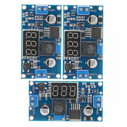 3 stk. LM2596 DC-DC Justerbar Step-Down Konverter Spændingsregulator LED Display Voltmeter 4.0