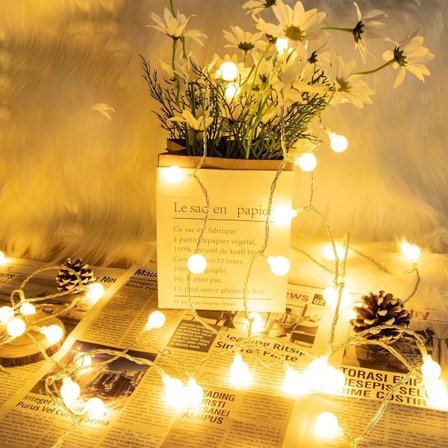 Lyslenke, Innendørs og Utendørs for Balkong, 6 m, 40 Varmhvite LED, 8 Moduser, vanntett, for soverom, fest, hage Jul