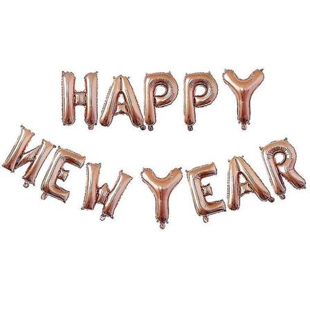Folieballonger Godt nyttår Mylar Foliebokstaver Ballonger Banner til hjemmedekorasjoner Festrekvisita, 16 tommer Rose Gold