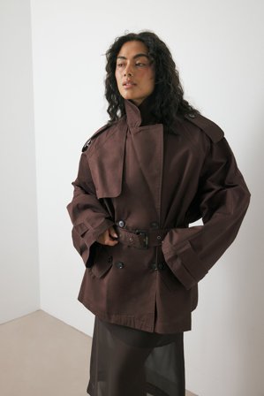 Cecilie Haugaard x NA-KD Oversize-Midi-Trenchcoat - Trenchcoats - Braun - EU 40
