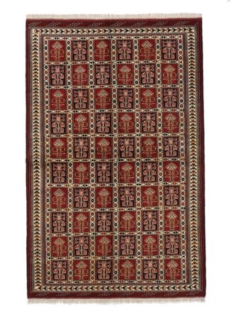 Noué À La Main Turkaman Tapis 152X234 De Laine Noir/Marron Petit