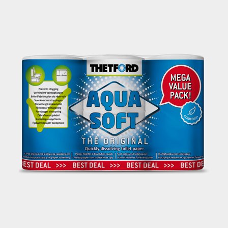 Papel higiênico náutico Thetford Aqua Soft Mega Value Pack, de rápida dissolução, 6 rolos