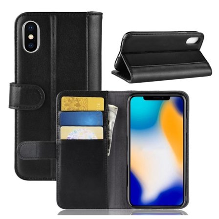 iPhone Xs Max beskytter dekslet af behandlet kuskinn - Svart