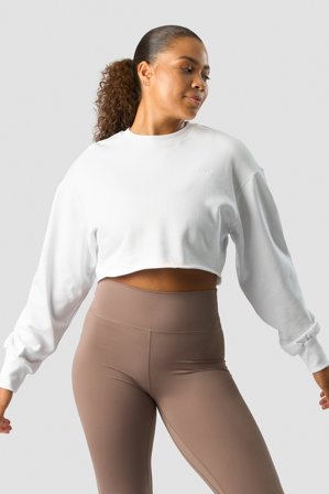 ICANIWILL - Nimble Cropped Crewneck White - Pitkähihaiset - Naiset - Treenivaatteet ICIW:ltä