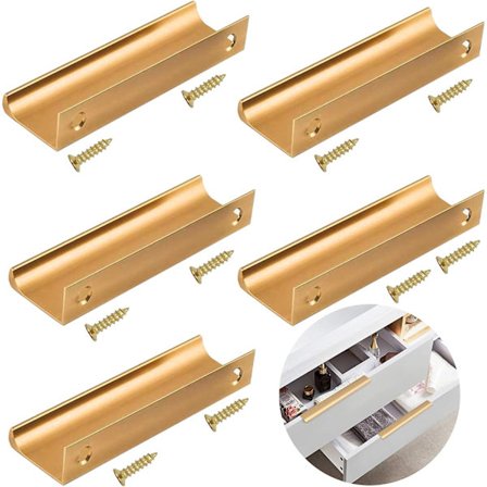 Et sæt med 5 skjulte møbelgreb til skuffer og mere - g