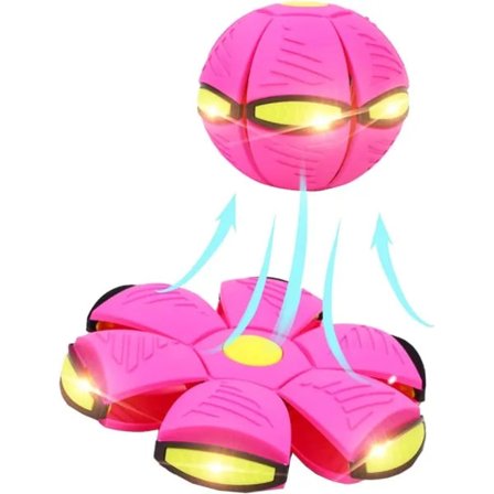 Flyvende tallerken legetøjsbold til kæledyr, magisk deformations-UFO-legetøj til børn og kæledyr, udendørs legetøjs flyvende bold til hunde (Pink, 6 
