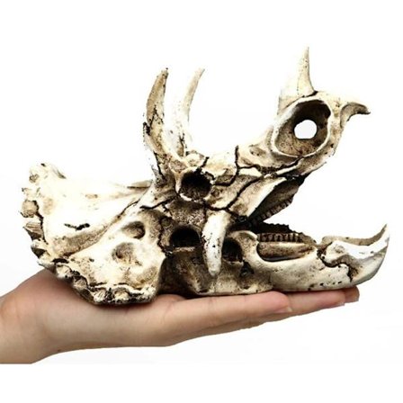Akvarium akvarium dinosauriehuvud skalle prydnad harts hantverk Halloween rekvisita populärvetenskapliga verktyg
