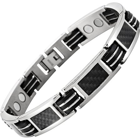 Herre Carbon Fiber Titanium Magnetisk Armbånd Justerbar Inkluderet