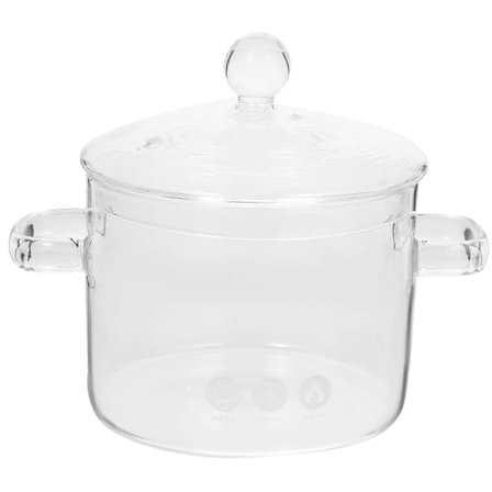 Husholdningsgryte i høyt borosilikatglass, glassgryte med to ører, instant nudelbolle