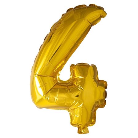 Ilmapallokirjain/numero kulta 41 cm - 0-9 Numero 4