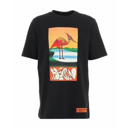 Heron Preston, Print T-Shirt Czarny, Mężczyzna, Rozmiar: S