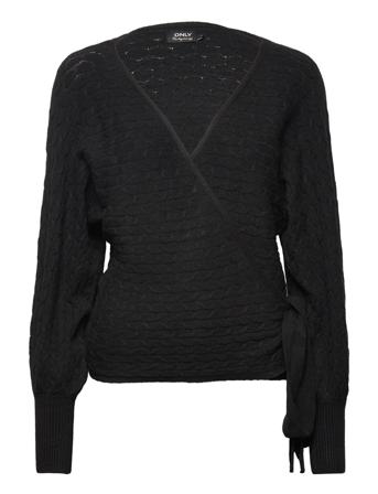Onlfia Katia L/S Wrap Pullover Cc Knt Strikkegenser Cardigan Svart ONLY