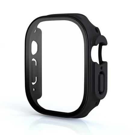 IC 2st Härdat Skal för Apple Watch Ultra 49mm Skydd Inbyggt Skärmskydd Full täckning för iWatch Series Ultra 49mm Skal