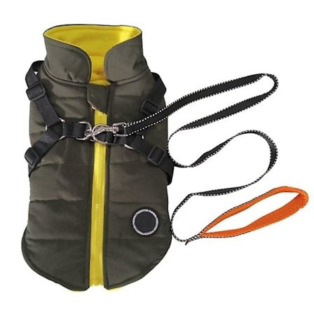 Hundjacka med sele & koppel Vinter Varm Vattentät Hund C