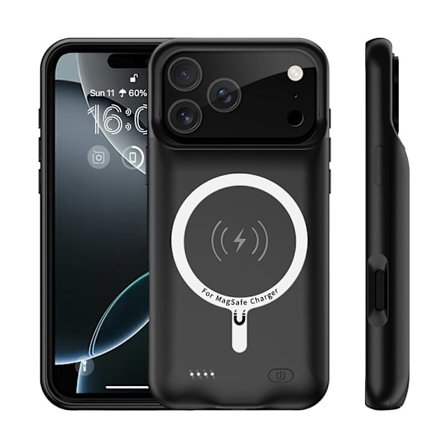 För iPhone 17 Pro Max 6000mAh Uppladdningsbart Batteri Skal Laddningsfodral Powerbank