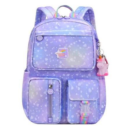 Söt skolväska för flickor, college, högstadiet, lila