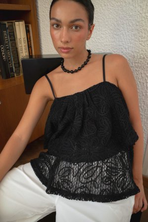 NA-KD Bandeau-Spitzentop - Party Oberteile - Schwarz - XL (EU 46)