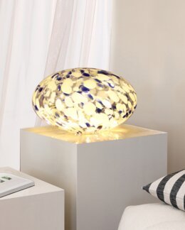 Bordlampe Sten med LED-lyskæde i marmoreret glas Blå