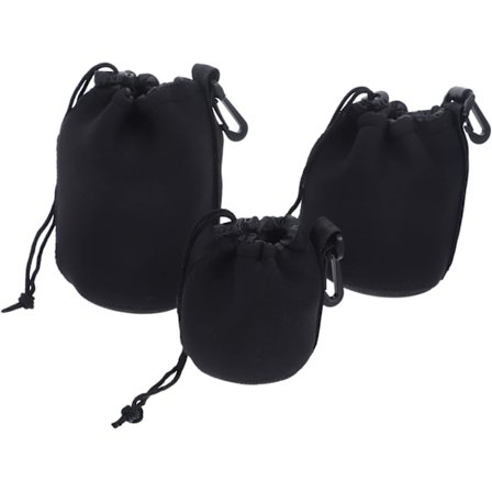 Kameraobjektivposer 3 stk. Neopren Kamerataske Rem Lille taske til objektivopbevaring