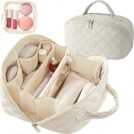 Rejse Makeup Taske til Kvinder, 180° Lay-Flat Design, Vandtæt Makeup Organizer Pung med Stor Kapacitet, Åben Flad Toilet Taske, Triple-Proof Interiør,