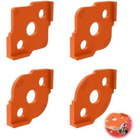 4 st Träfräsjiggar, Fräsjigg, ABS Rundhörnsjiggar för Träbearbetningsverktyg, Bordsfräsjigg (R5 R10 R15 R20 R25 R30 R