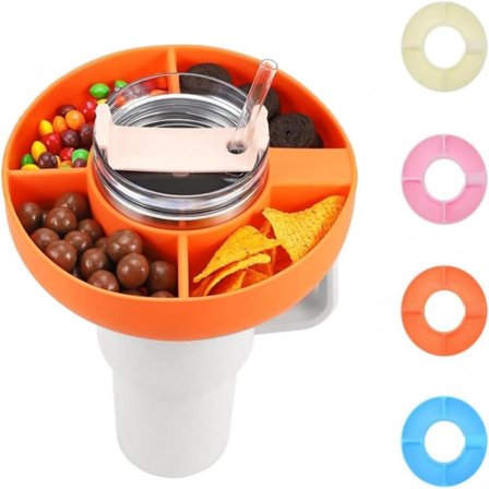 1 kpl välipalakuppi, silikoninen välipalatarjotin, mukiin sopiva välipalakuppi