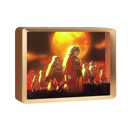 3D skugglåda LED-lampor för rum Stranger Things pappersutskuren ljuslåda 3D papperskulpturer skrivbordslampa DIY födelsedagspresent Demon Slayer