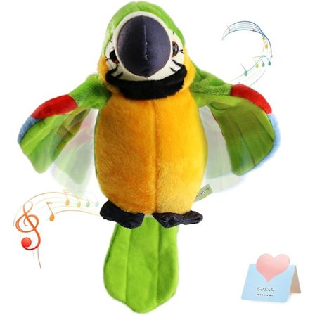 Talande och sjungande papegoja, mjukdjur som upprepar vad du säger