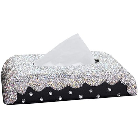 Bling Kristall Bilvävnadslåda Diamant Pappershandduksöverdrag Hölje Gnistrande