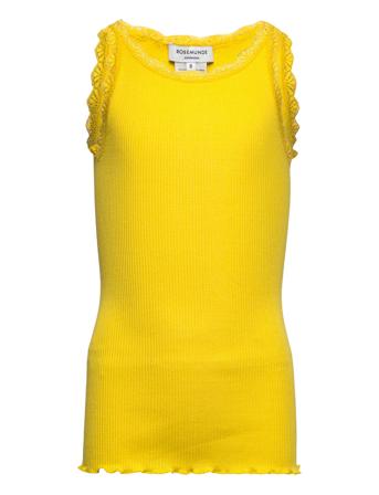 Silk Top W/ Lace T-shirts Sleeveless Gul Rosemunde Kids*Betinget Tilbud