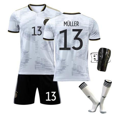 Qatar Fotbolls-vm 2022 Tyskland Fotbollssats - Vit Svart Xl