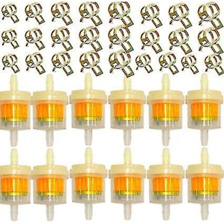 12 stk Bensinfilter Universal Gass Inline 25 stk Klips