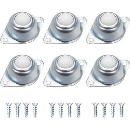 Pakke med 6 transportbåndslagermøbelhjul, små møbelhjul, flate kuleoverføringsenheter, enkle å installere lagerkuler, med 12 matchende skruer, egnet 