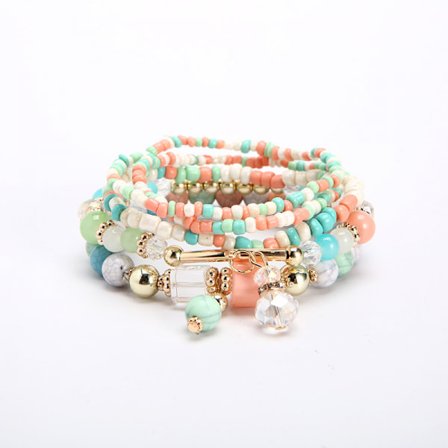 1PCS Multilayer Rice Bead Armband, Boho Stackable Bead Brac