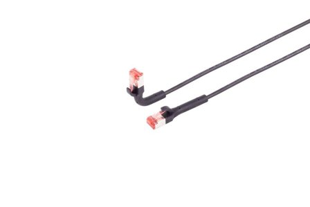 OEM Patchkabel RJ45, CAT6A 500Mhz, 2m, schwarz, U-STP(U/FTP), TPE, biegbare Stecker 90Grade