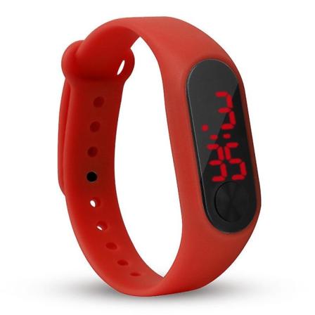 Silikonarmbåndsur for menn og kvinner Elektroniske godterifarger Klokker Led Casual Sports Red