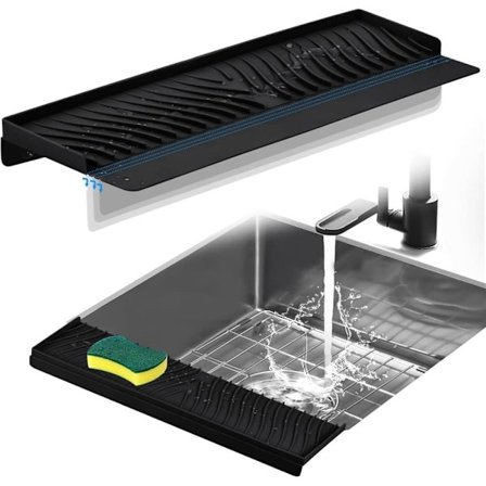 Stænkskærm til vandhane 10×50 cm – Silikonebeskyttelse til vaskekant med sugekopper, skridsikkert design_OF