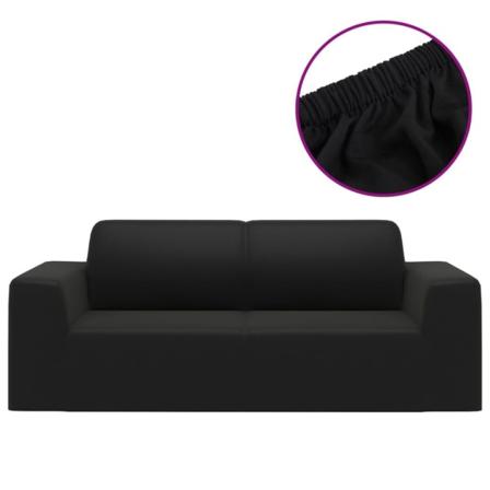 Vidaxl Sofföverdrag 2-sits Med Stretch Svart Polyesterjersey Svart