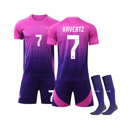 25 Tyskland bortatröja rosa nr 7 Havertz fotbollströja set inkluderar barn- och vuxenstorlekar nr 7 Havertz no. 7 Havertz Sarl no. 7 Havertz