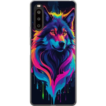 Kompatibelt Mobilskal till Sony Sony Xperia 10 II Regnbågsvarg konst i Färgstark Neon Splash Stil